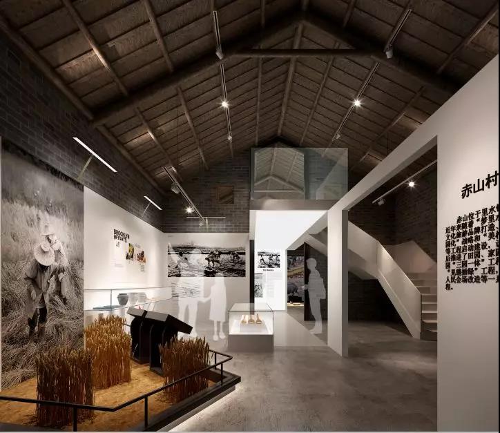 农耕文化展览馆设计图,室内采用悬挑设计,参观者可以更直观感受新旧